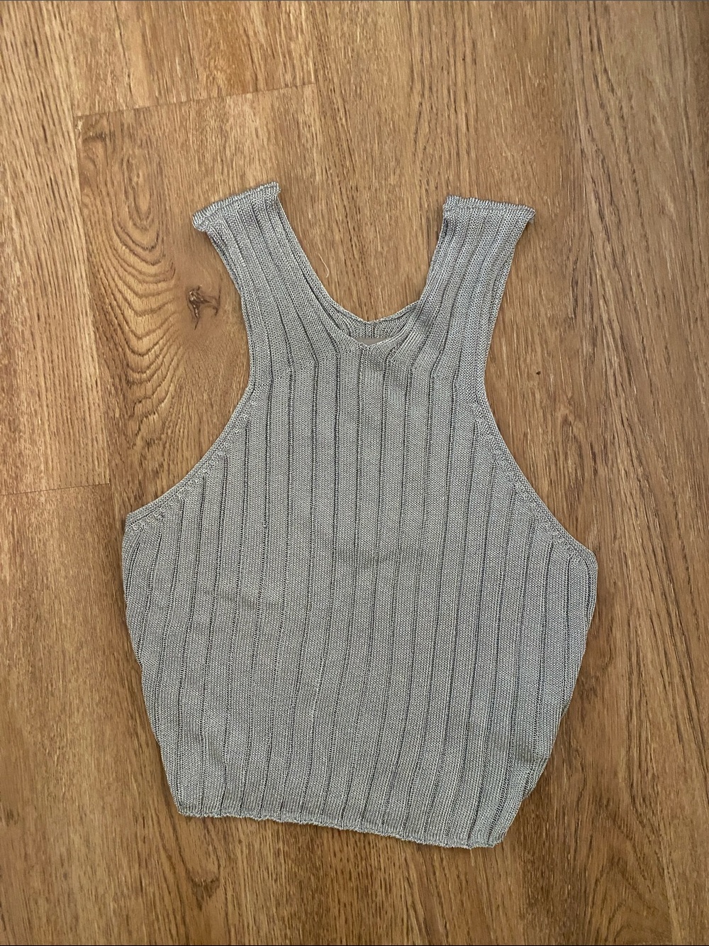 H&M Light Gray Ribbed Knit Cropped Tank